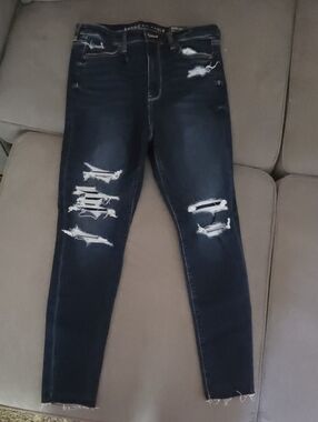American Eagle Outfitters Dark Blue Ripped Skinny Jeans